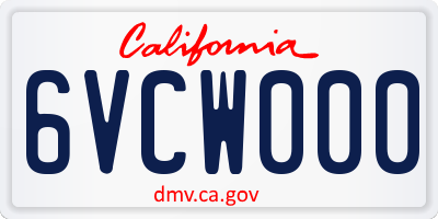 CA license plate 6VCW000
