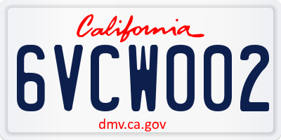 CA license plate 6VCW002