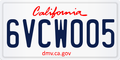 CA license plate 6VCW005