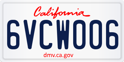 CA license plate 6VCW006