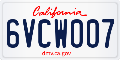 CA license plate 6VCW007