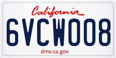 CA license plate 6VCW008