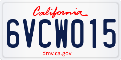 CA license plate 6VCW015