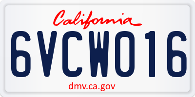 CA license plate 6VCW016