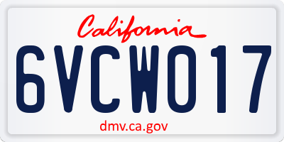 CA license plate 6VCW017