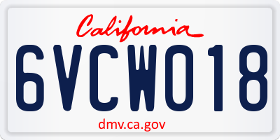 CA license plate 6VCW018
