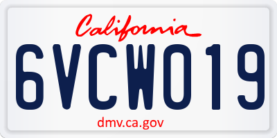 CA license plate 6VCW019