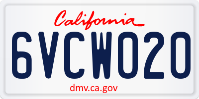 CA license plate 6VCW020