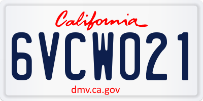 CA license plate 6VCW021