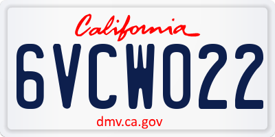 CA license plate 6VCW022