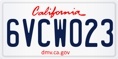 CA license plate 6VCW023