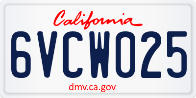 CA license plate 6VCW025