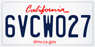 CA license plate 6VCW027