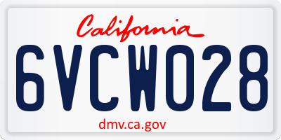 CA license plate 6VCW028