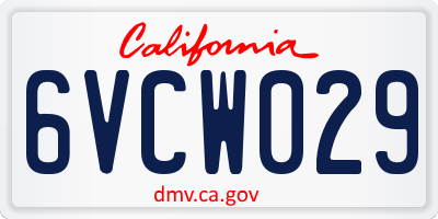 CA license plate 6VCW029