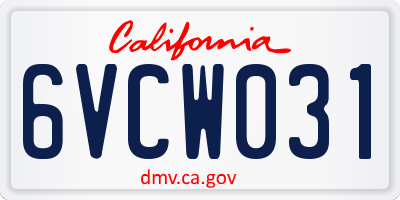 CA license plate 6VCW031
