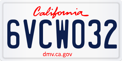 CA license plate 6VCW032