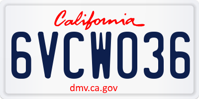 CA license plate 6VCW036