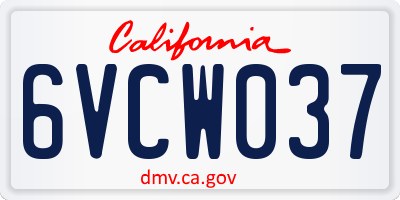 CA license plate 6VCW037