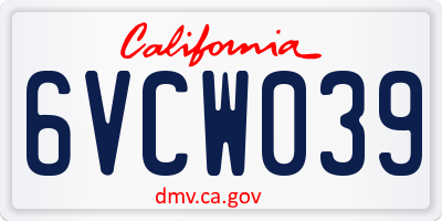 CA license plate 6VCW039