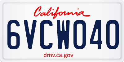 CA license plate 6VCW040