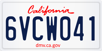 CA license plate 6VCW041