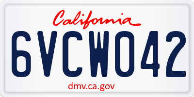 CA license plate 6VCW042