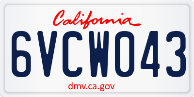 CA license plate 6VCW043