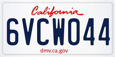 CA license plate 6VCW044