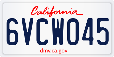 CA license plate 6VCW045