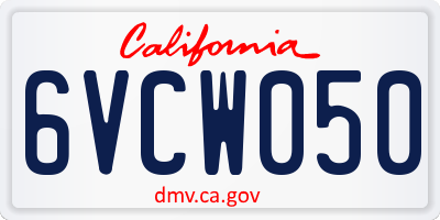 CA license plate 6VCW050