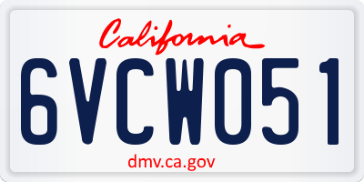 CA license plate 6VCW051