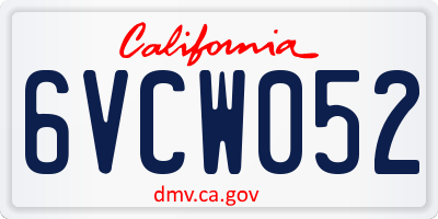 CA license plate 6VCW052