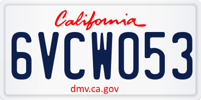 CA license plate 6VCW053
