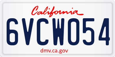 CA license plate 6VCW054