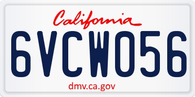 CA license plate 6VCW056