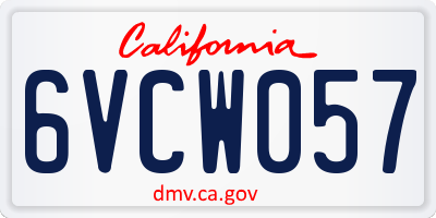 CA license plate 6VCW057