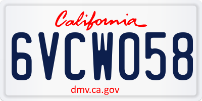 CA license plate 6VCW058