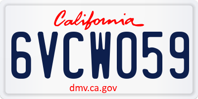 CA license plate 6VCW059