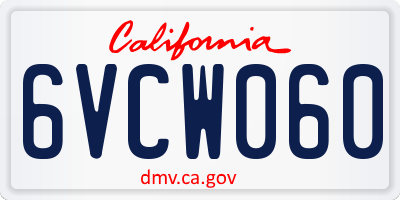 CA license plate 6VCW060
