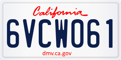 CA license plate 6VCW061