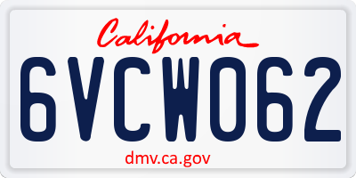 CA license plate 6VCW062