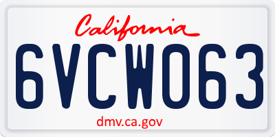 CA license plate 6VCW063