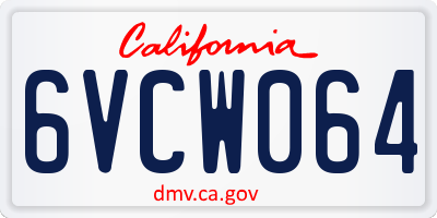 CA license plate 6VCW064