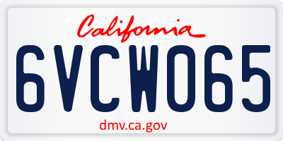 CA license plate 6VCW065