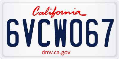 CA license plate 6VCW067