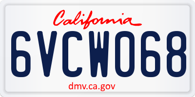 CA license plate 6VCW068