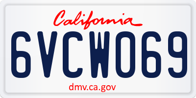 CA license plate 6VCW069