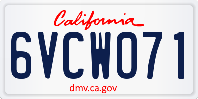 CA license plate 6VCW071