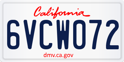 CA license plate 6VCW072